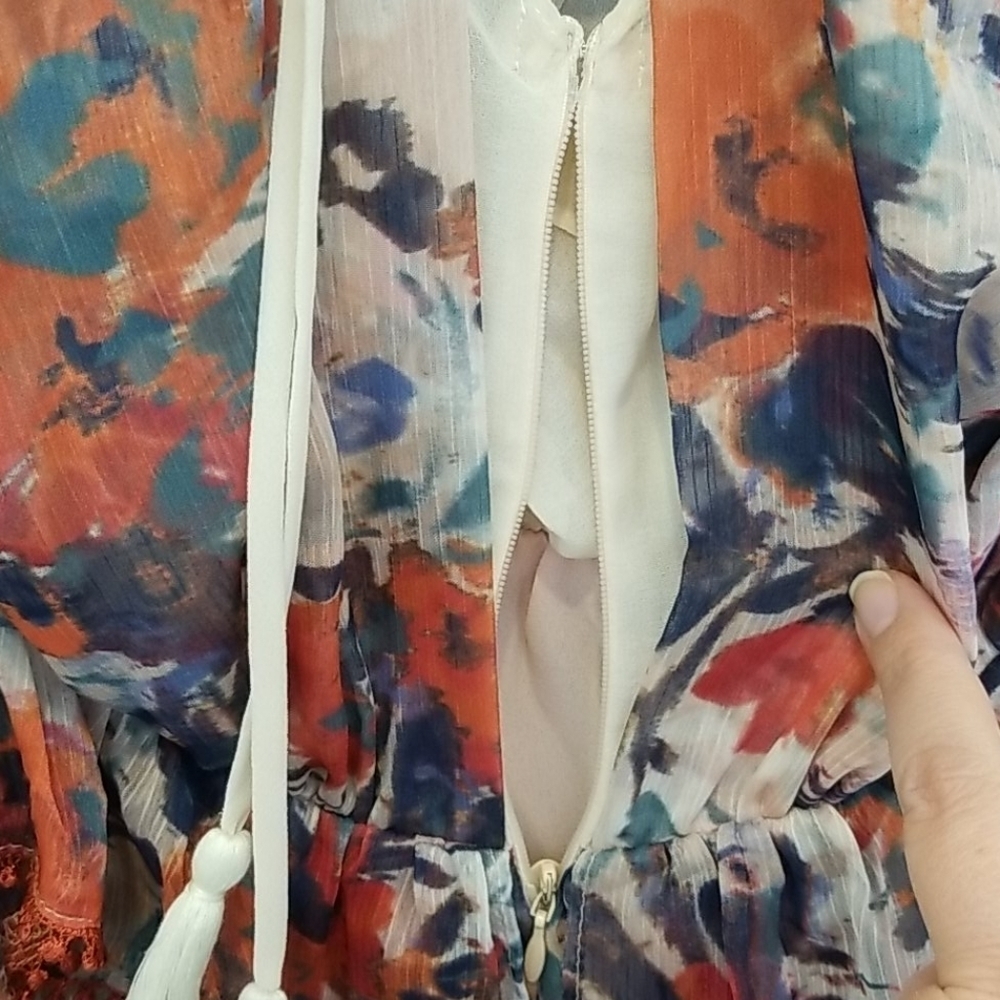 💕ADELYN RAE💕 Boho Pattern Ruffle Maxi Dress - Picture 11 of 12